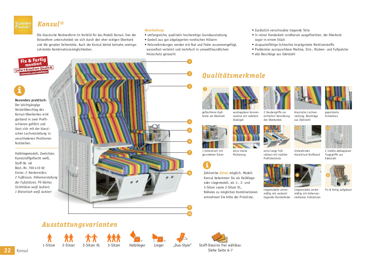 Qualitätsmerkmale Strandkorb Konsul