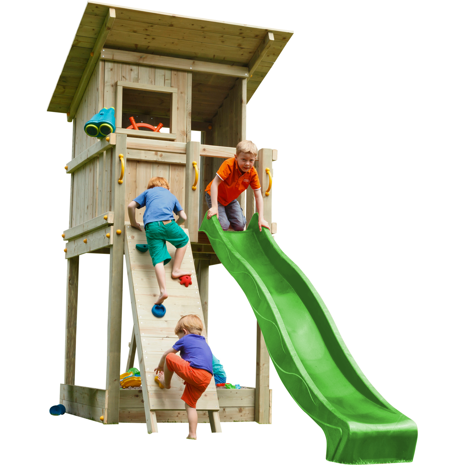 Spielturm BEACH HUT Rutsche Kletterwand Outdoor Spielplatz Holzturm Kinderturm - Bild 8 von 9