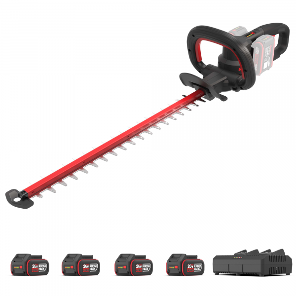 Akku-Heckenschere 61 cm KG285 - 40 V Heckenschere Komplett-Set mit 4 x 4.0 Ah Akku + Doppelladegerät