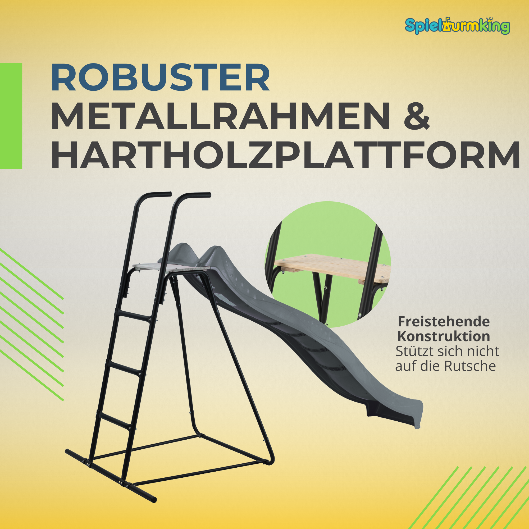 SPIELTURMKING Rutsche mit Leiter 2,30 m freihstehend Wasserrutsche Gartenrutsche - Bild 39 von 43