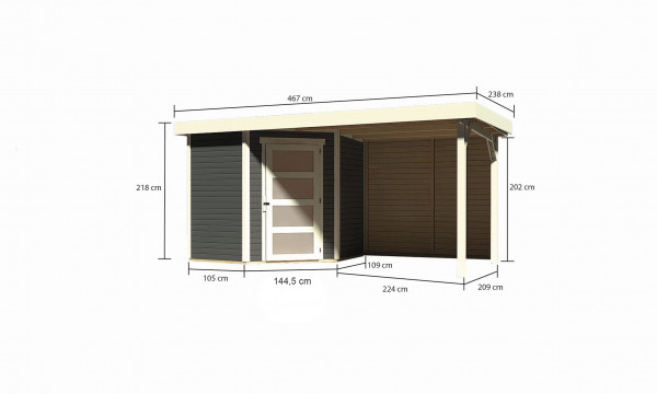 Gartenhaus Holz SCHWANDORF 3 2,13 x 2,17 m 19 mm Flachdachhaus