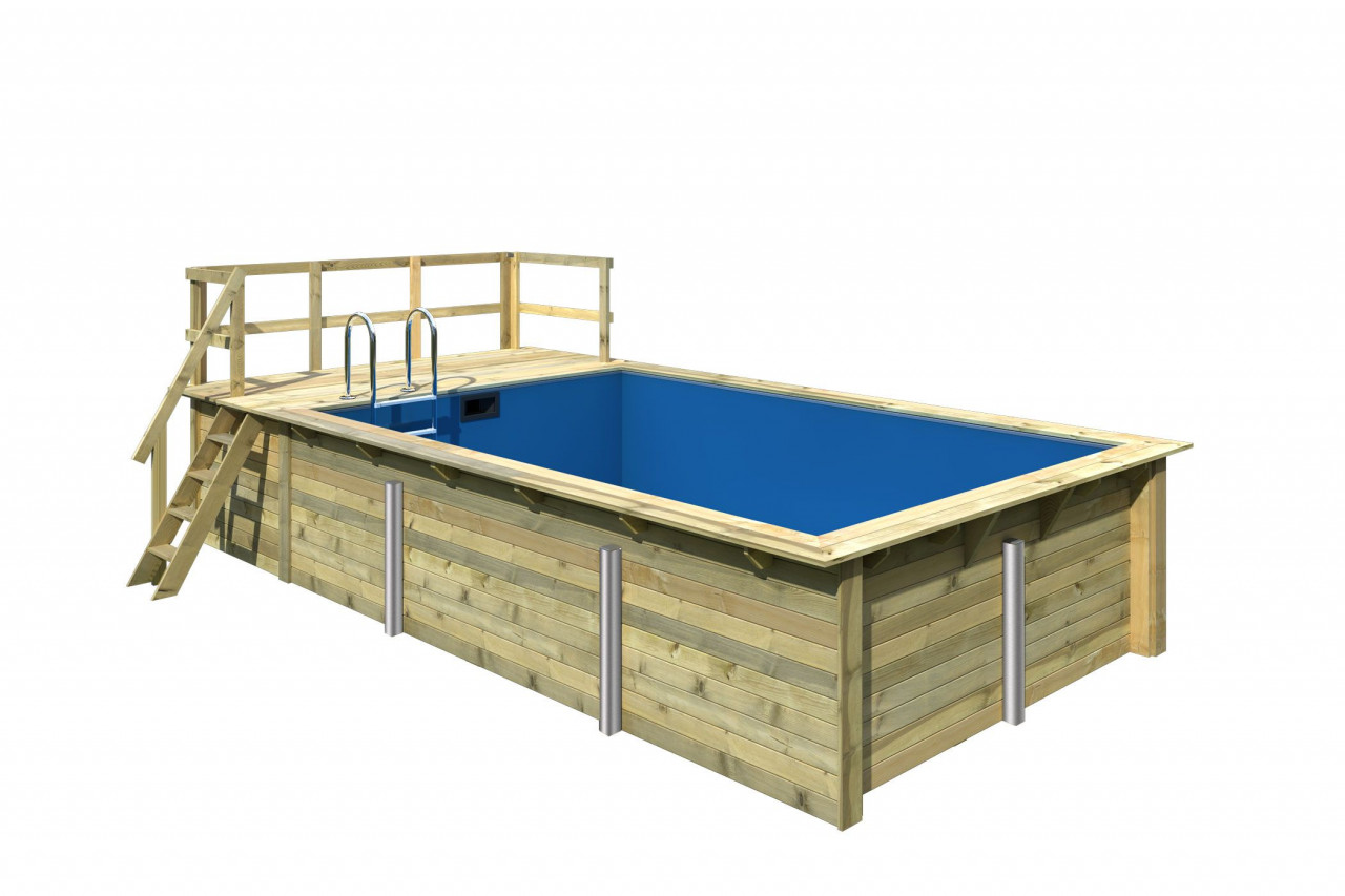Karibu Rechteckpool "Malta A" BxLxH: 672x353x124cm, mit Sonnenterrasse