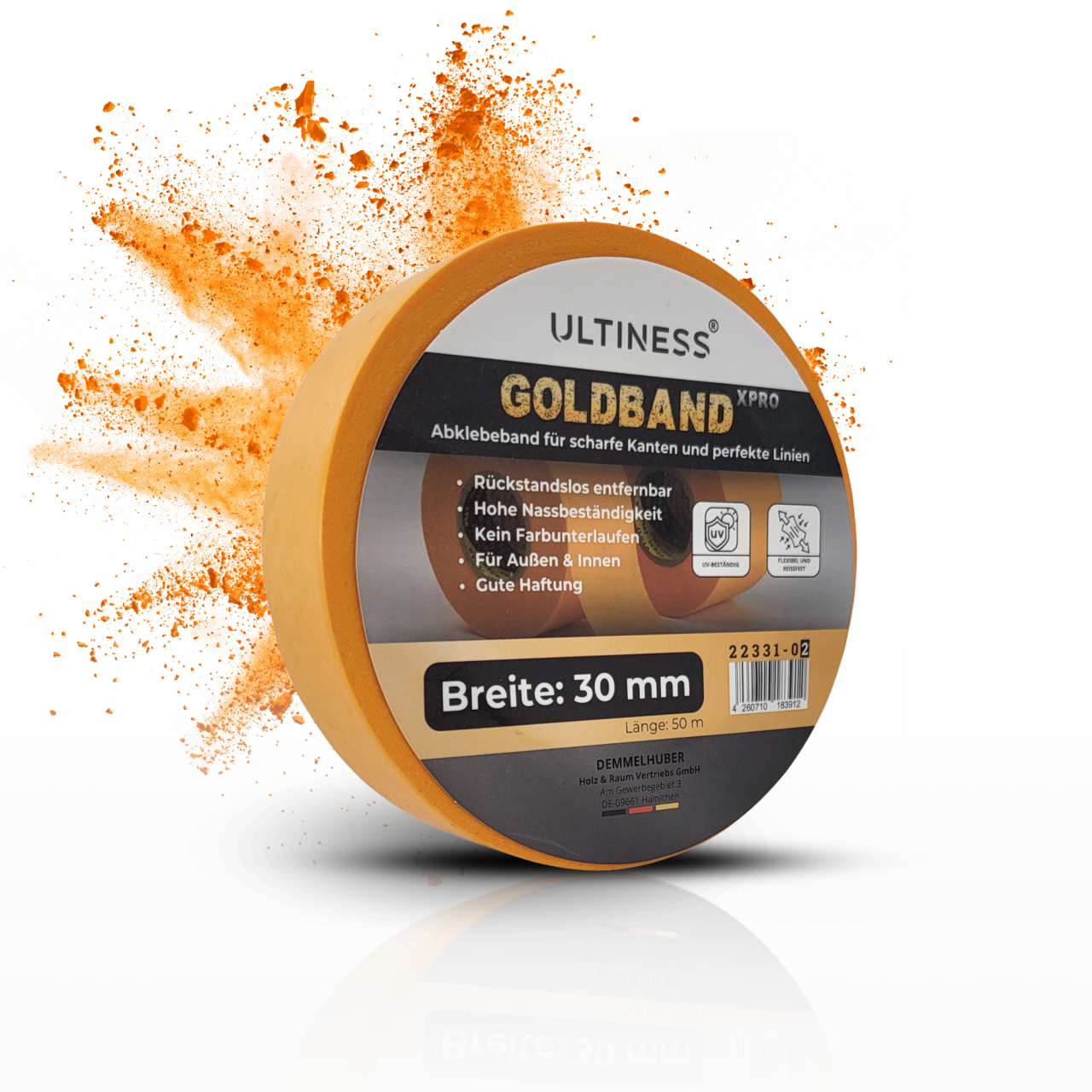 Goldband XPRO Malerkrepp 30 mm x 50 m wasserbeständig rückstandsfrei UVbeständig 1