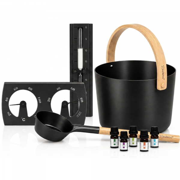 Sauna Set KJELL 9-teilig Saunazubehör Aluminium eloxiert