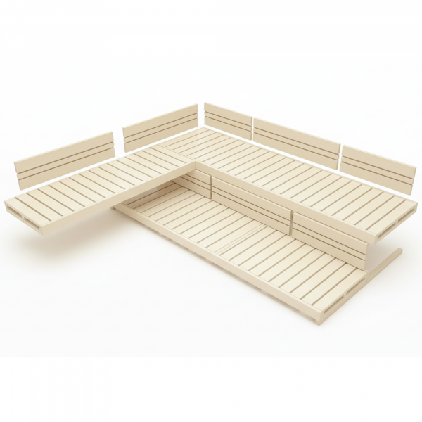 Saunabank- und Rückenlehnenset VISBY Sauna Inneneinrichtung für Saunen bis 220 x 206 cm