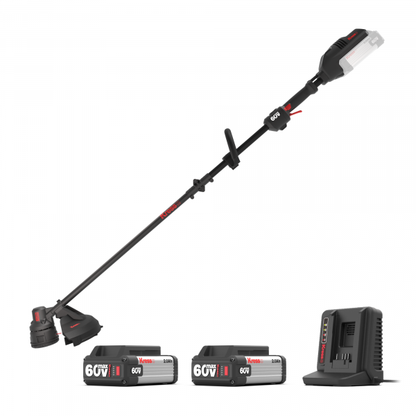 Akku-Rasentrimmer 41 cm KG161 - 60 V Motorsense Komplett-Set mit 2 Akkus + 1 Doppelladegerät