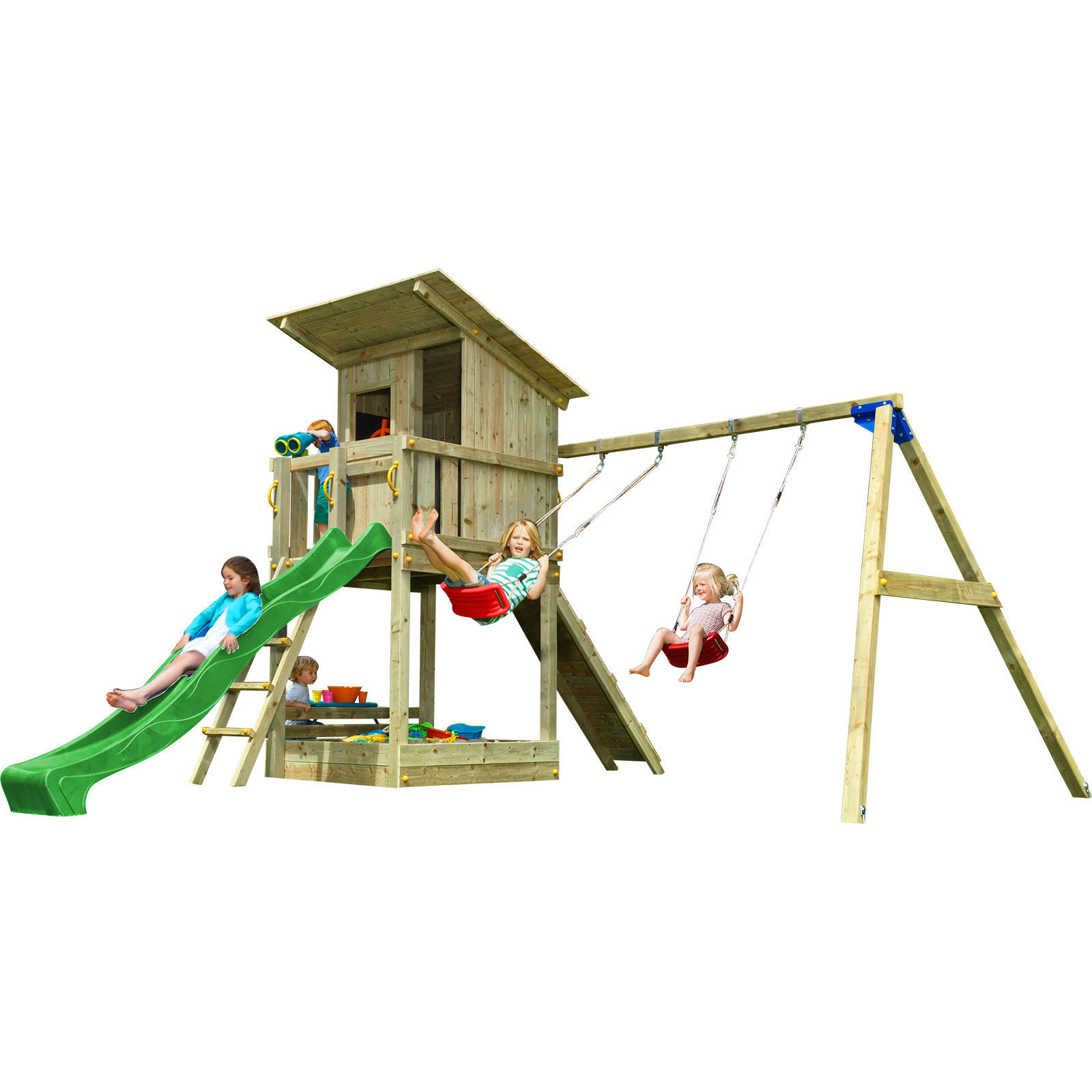 Spielturm BEACH HUT mit Rutsche 2,90 m Kletterrampe Doppelschaukel Kletterturm - Bild 30 von 43