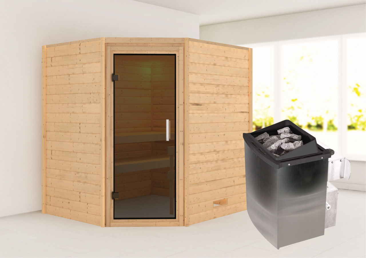 Karibu Sauna "Mia (Fronteinstieg)" Ofen 9 kW integr. Strg