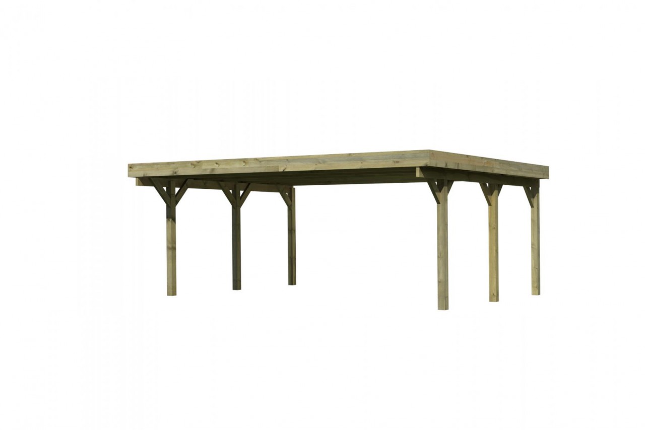 Karibu Doppelcarport Classic Unterstand, Stahl-Dachplatten, 598x480 cm