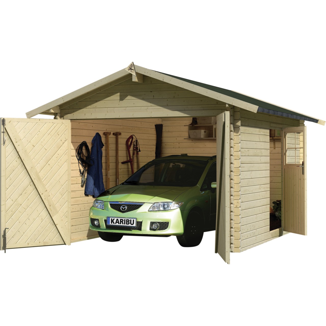 Karibu Garage 'BB' Satteldach naturfarben 297 x 447 x 270 cm