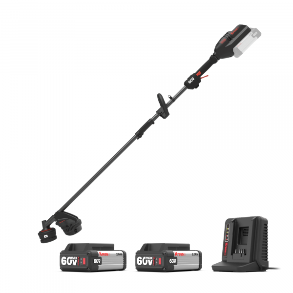 Akku-Rasentrimmer 38 cm KG163 - 60 V Motorsense Komplett-Set mit 2 Akkus + 1 Doppelladegerät