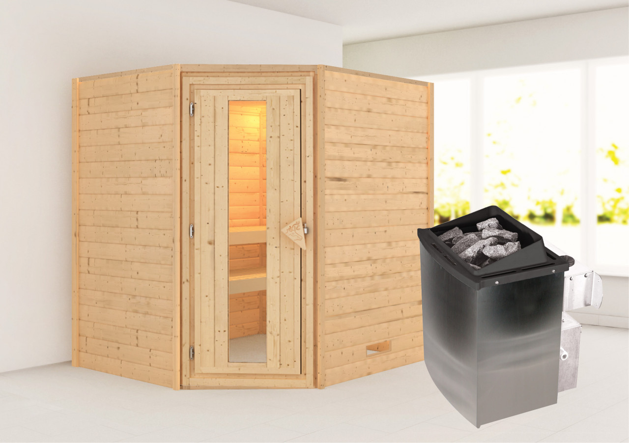 Karibu Sauna "Mia (Fronteinstieg)" Ofen 9 kW integr. Strg