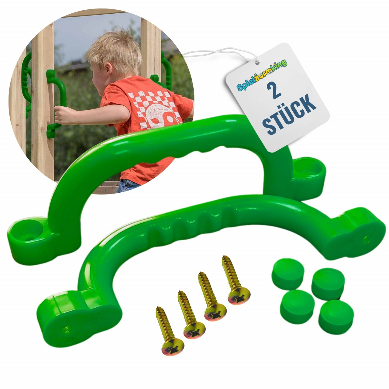 Haltegriffe für Spielturm  Handgriffe FYNN  Sicherheitsgriffe   Klettergriffe aus Kunststoff Grün 2 Stück