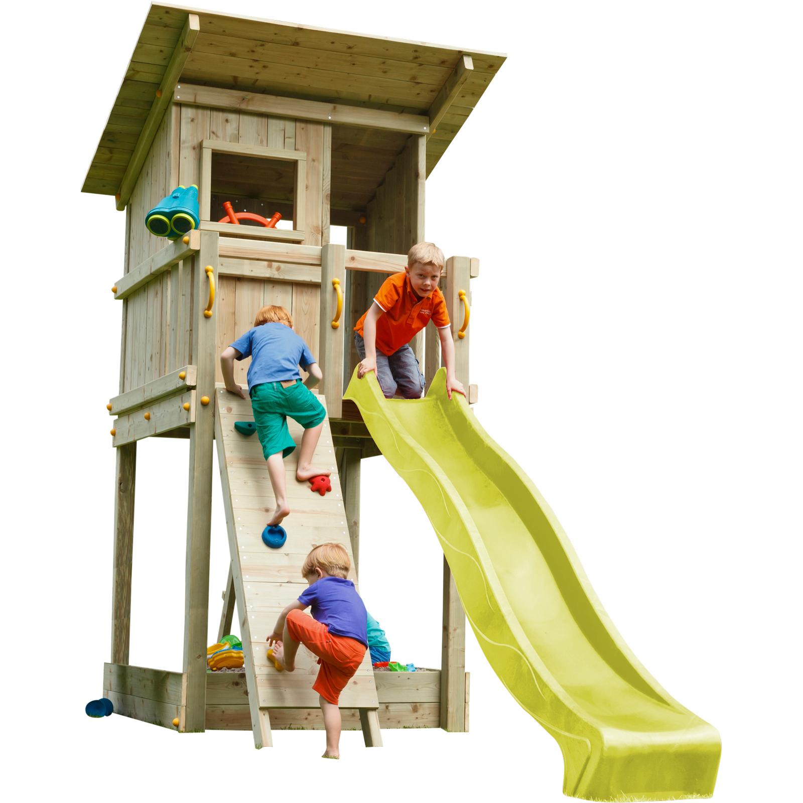 Spielturm BEACH HUT Rutsche Kletterwand Outdoor Spielplatz Holzturm Kinderturm - Bild 4 von 9