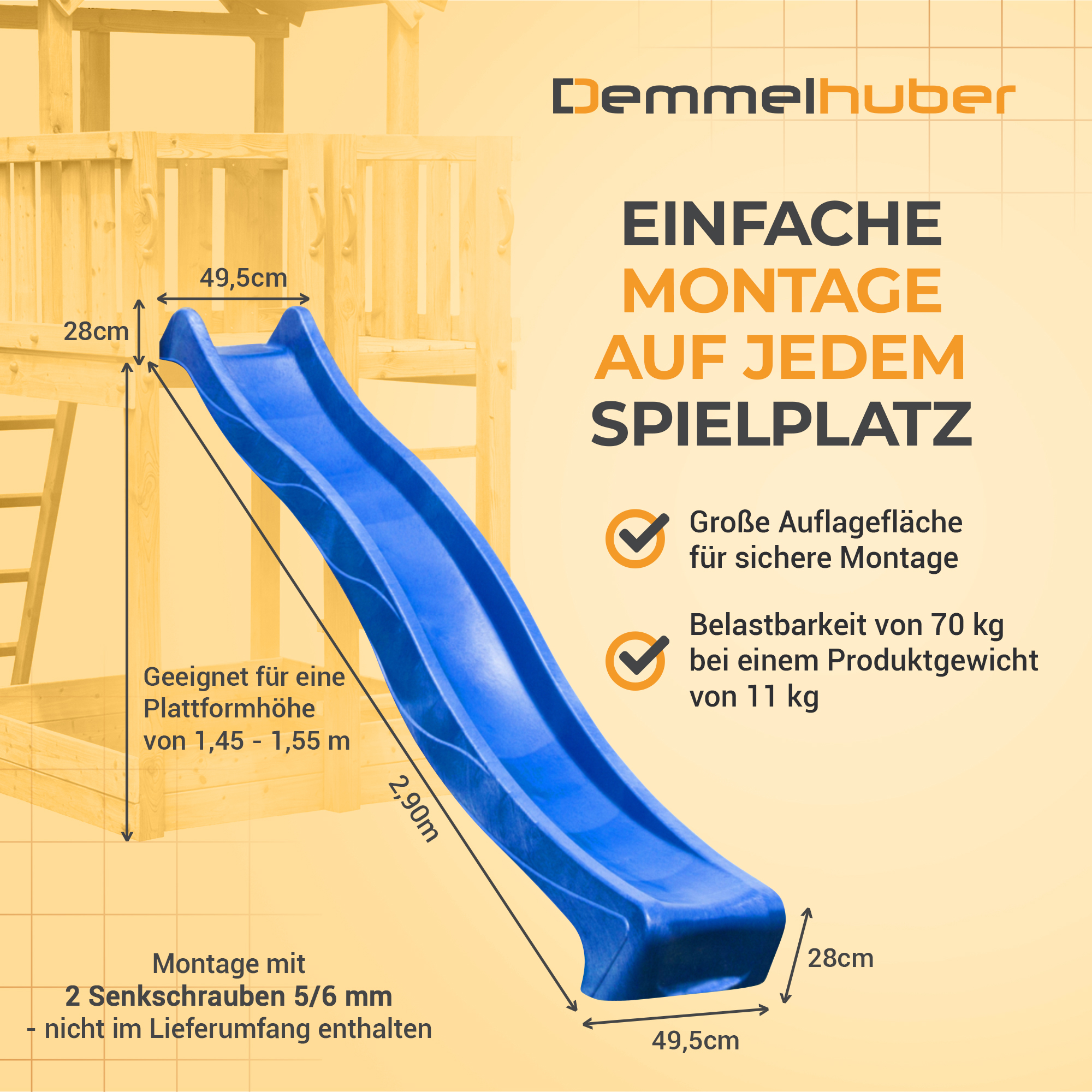 Rutsche 2,90 m Wellenrutsche Gartenrutsche Wasserrutsche Kinderrutsche Spielturm