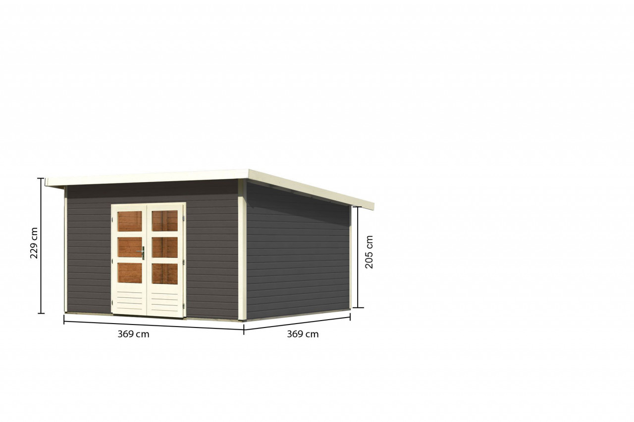 Karibu Gartenhaus Holz NORTHEIM 5 38 mm 369 x 369 m Terragrau Ohne Anbaudach 04-002-03-001-01915