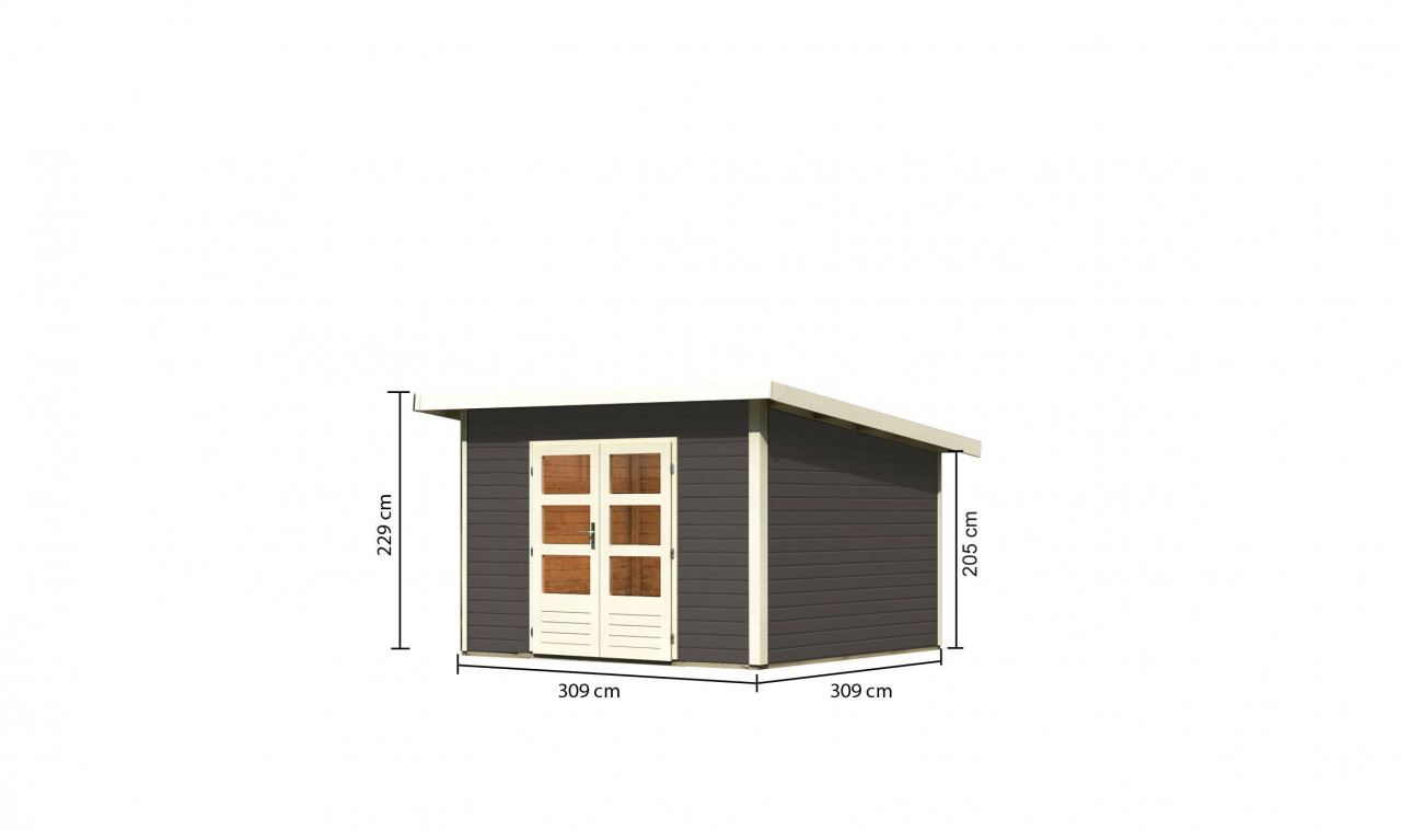Karibu Gartenhaus Holz NORTHEIM 3 38 mm 309 x 309 m Terragrau Ohne Anbaudach 04-002-03-001-01911