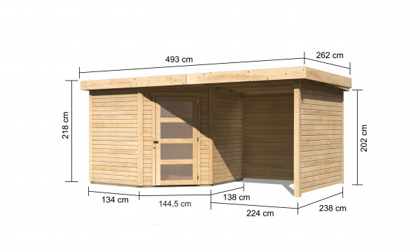 Gartenhaus Holz SCHWANDORF 5 2,42 x 2,46 m 19 mm Flachdachhaus