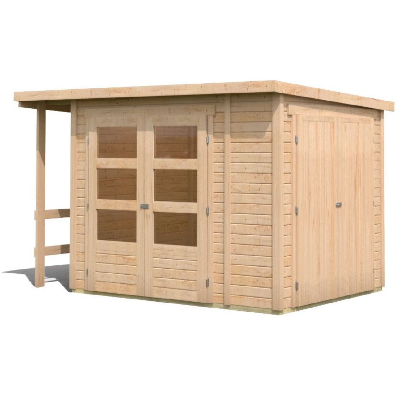 Karibu Gartenhaus "Multifunktionshaus 1 Pultdach" naturbelassen oder terragrau, Made in Germany