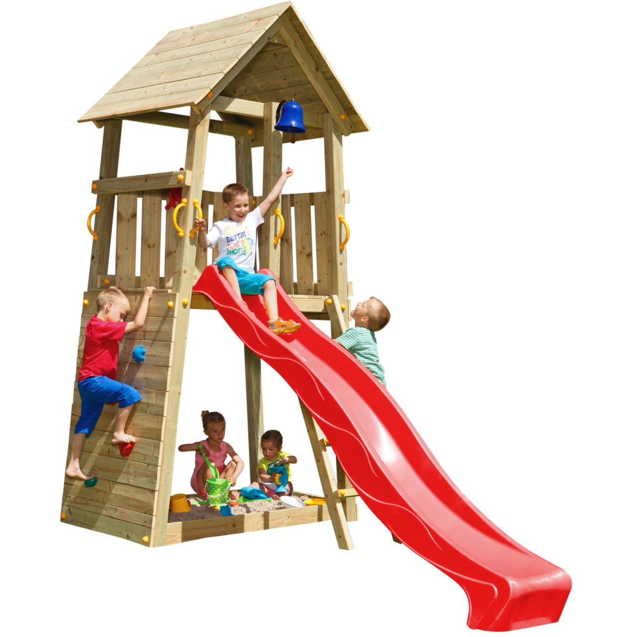 Spielturm BELVEDERE mit Rutsche Rot 150 m