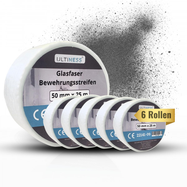 Glasfaser Bewehrungsstreifen 50 mm x 25 m - Fugendeckstreifen &amp; Fugenband für Trockenbau