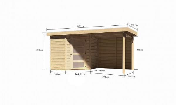 Gartenhaus Holz SCHWANDORF 3 2,13 x 2,17 m 19 mm Flachdachhaus