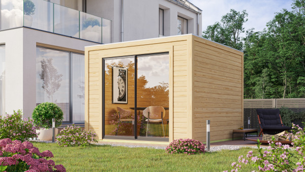 Gartenhaus Holz DICE 1 3,04 x 3,04 m 28 mm Flachdachhaus mit Dachfolie &amp; Fußboden