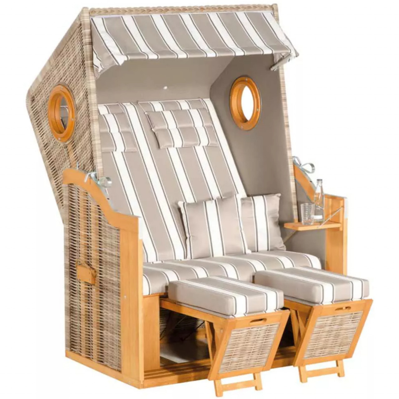 Strandkorb RUSTIKAL 30 Z BULLAUGE 1215  Teak  antik weiß