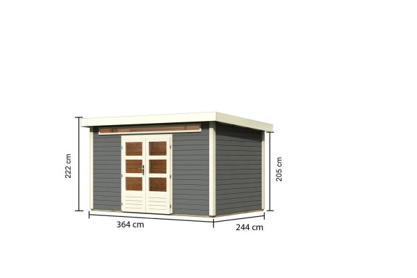 Gartenhaus Holz KANDERN 7 3,64 x 2,44 m 28 mm Flachdachhaus