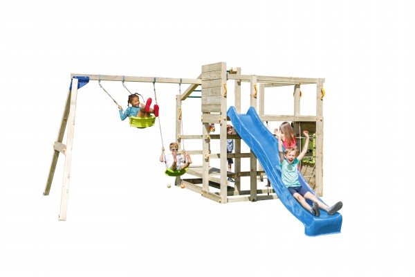 Spielturm CROSSFIT mit Rutsche + Doppelschaukel