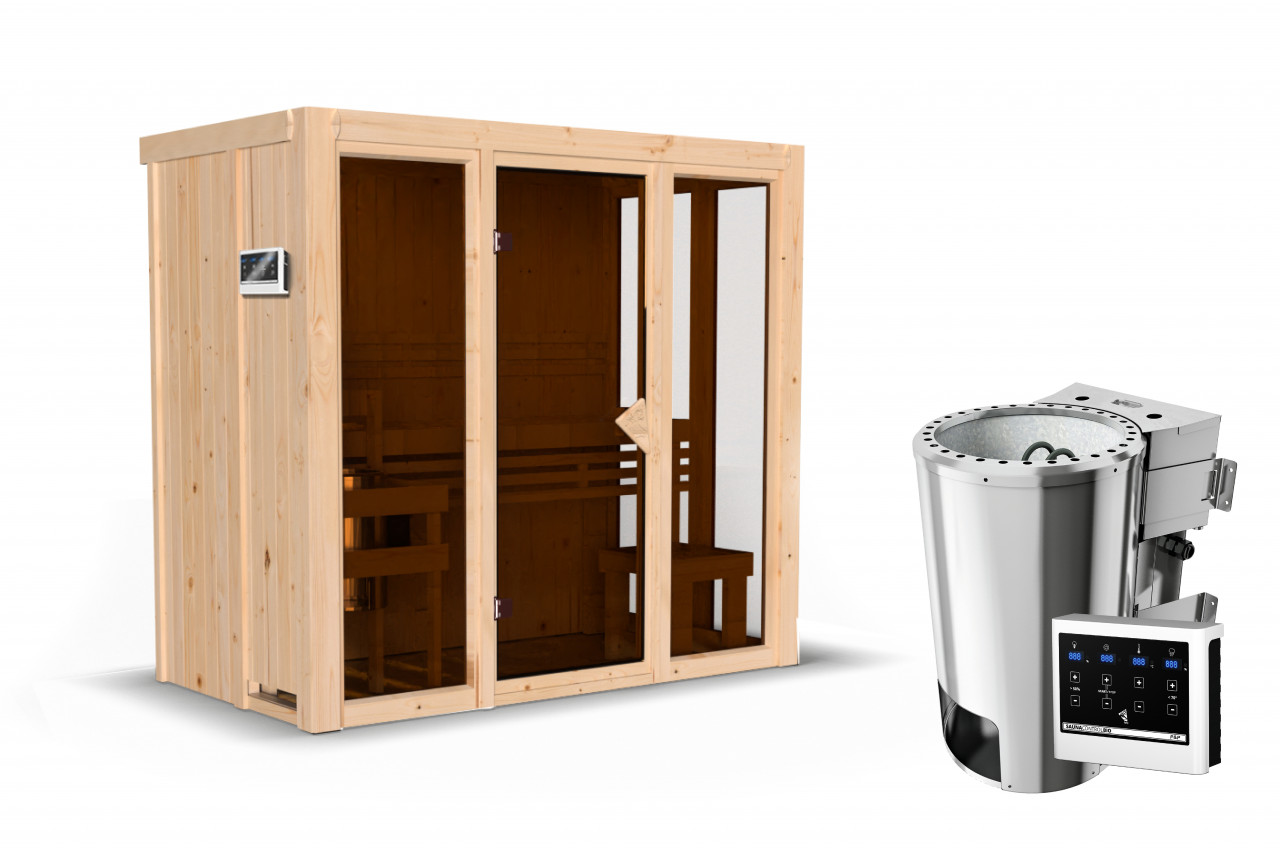 Sauna IRAVA 2 216 x 122 m 3.6 kW BioKombiofen ext. Steuerung
