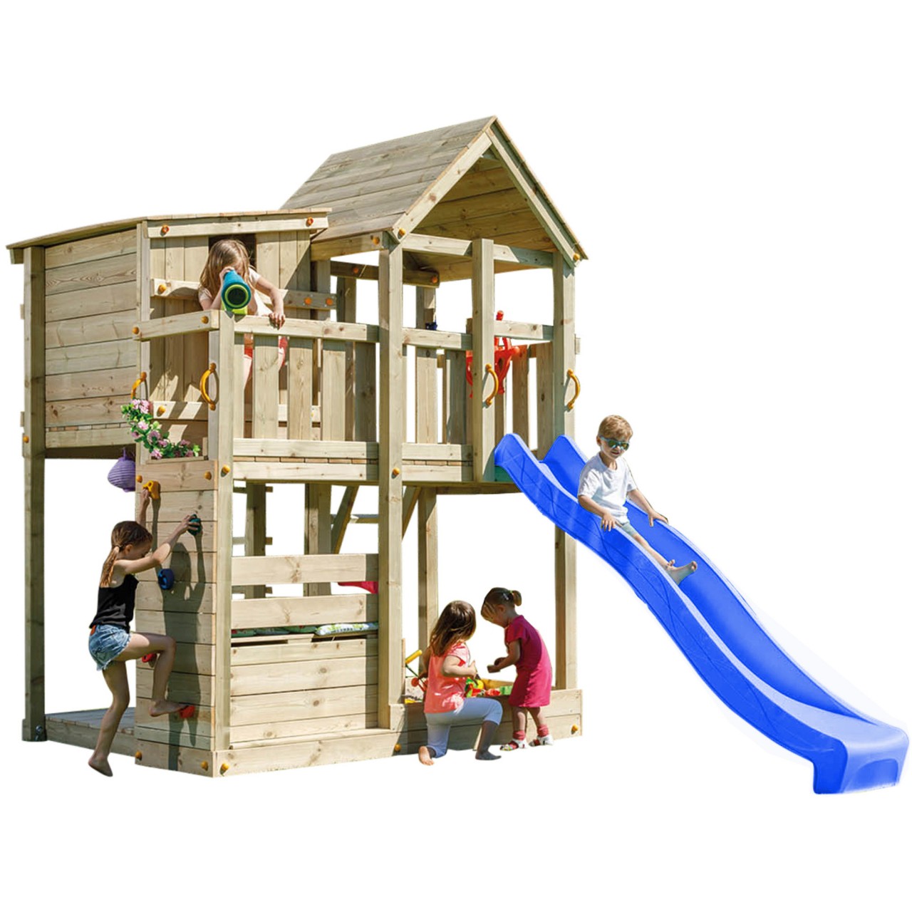 Spielturm PALAZZO mit Rutsche Blau