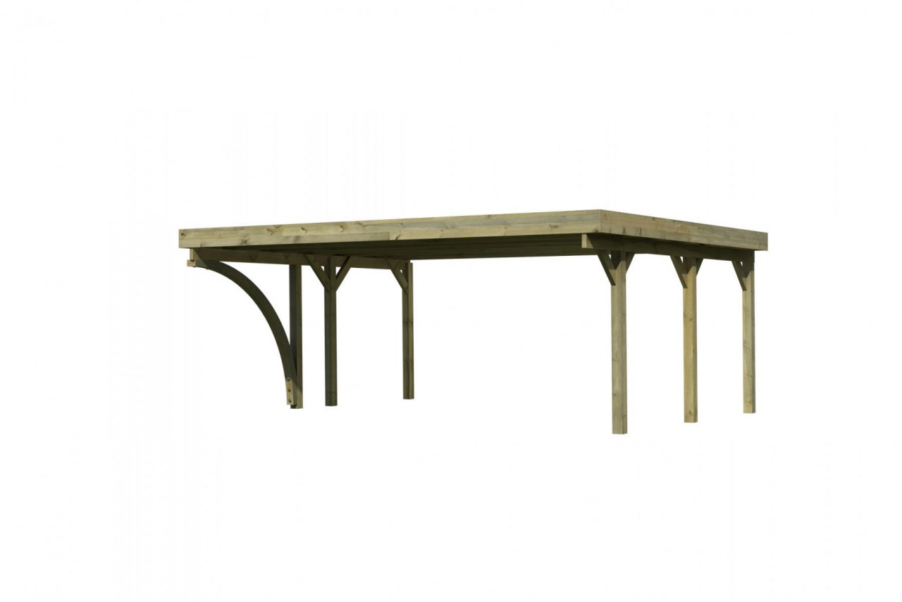 Doppelcarport Classic 1 StahlDach 563 x 395 m 1 Einfahrtsbogen