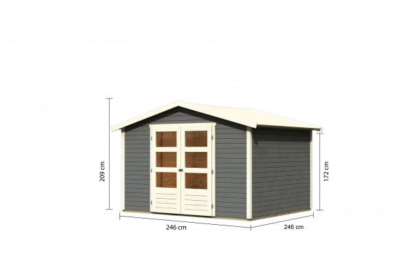 Gartenhaus Holz AMBERG 4 2,46 x 2,46 m 19 mm Geräteschuppen