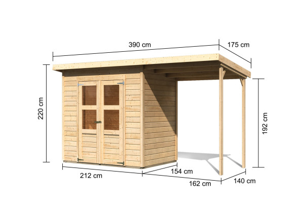 Gartenhaus Holz MERSEBURG 3 2,12 x 1,54 m 14 mm Geräteschuppen