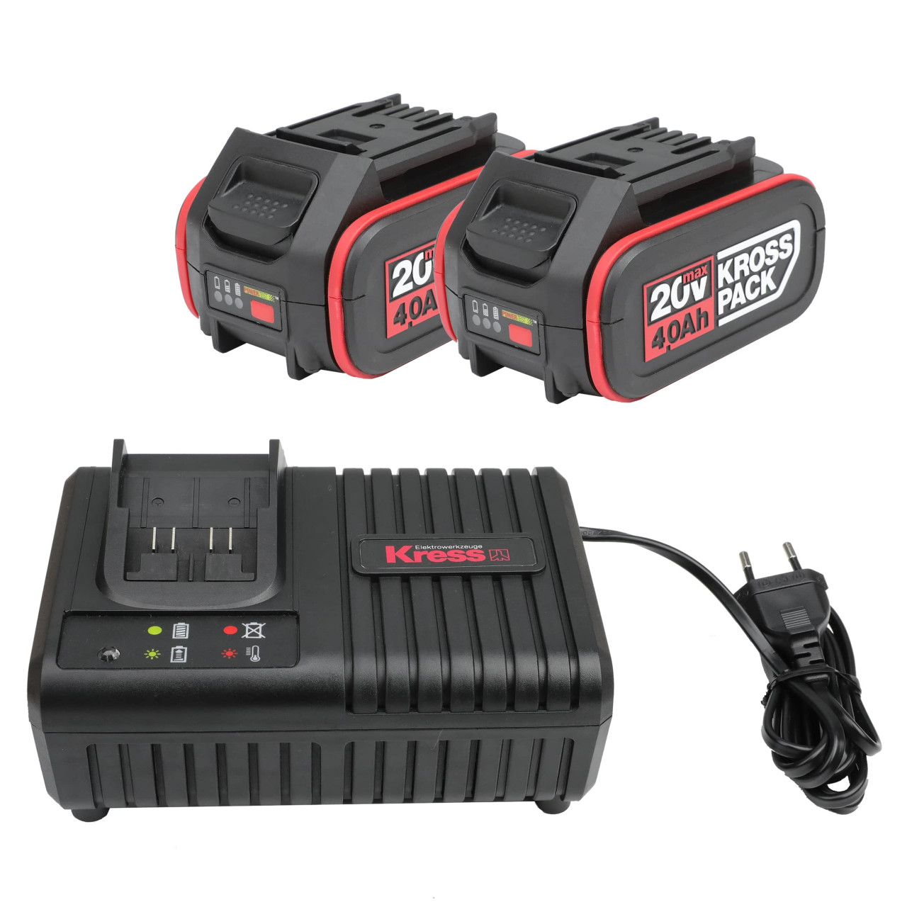 20 V KrossPack  2 x 4.0 Ah Akku + Ladegerät 6 A KAD21