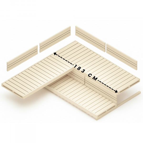 Saunabank- und Rückenlehnenset VISBY Sauna Inneneinrichtung für Saunen bis 220 x 206 cm