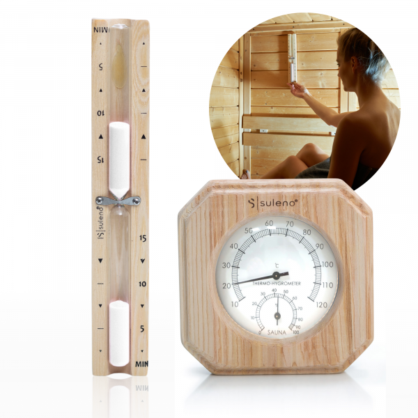 Sauna Set ANNA 2-teilig Klimamesser Sanduhr