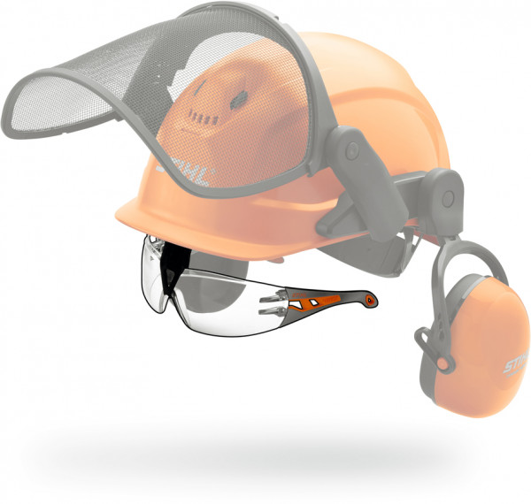 Integrierte Helmbrille transparent