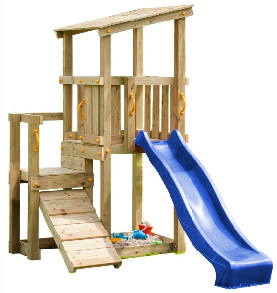 Spielturm CASCADE mit Rutsche 2,30 m + Kletterrampe