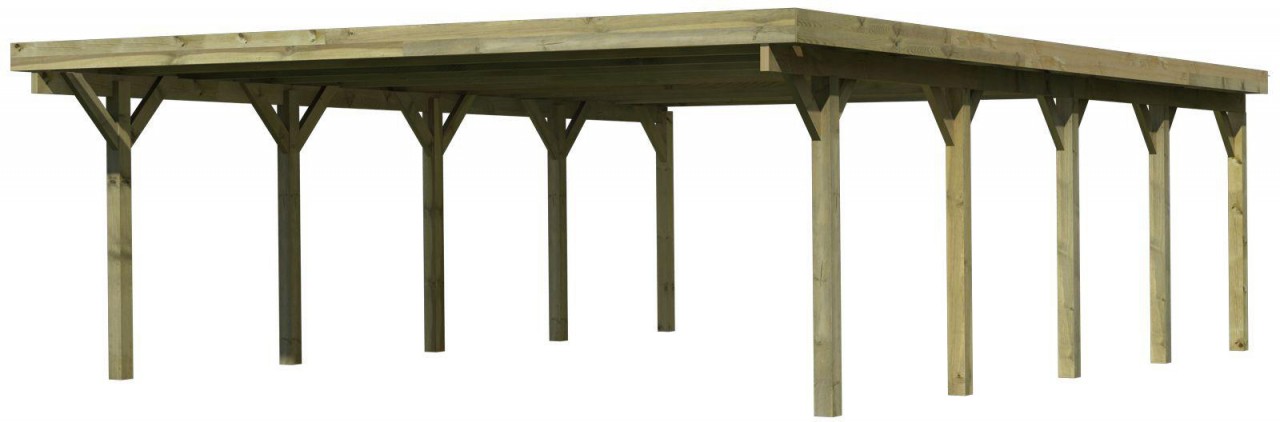 Karibu Doppelcarport 'Classic 3' 598 x 860 cm Kiefer KDI Stahl-Dach