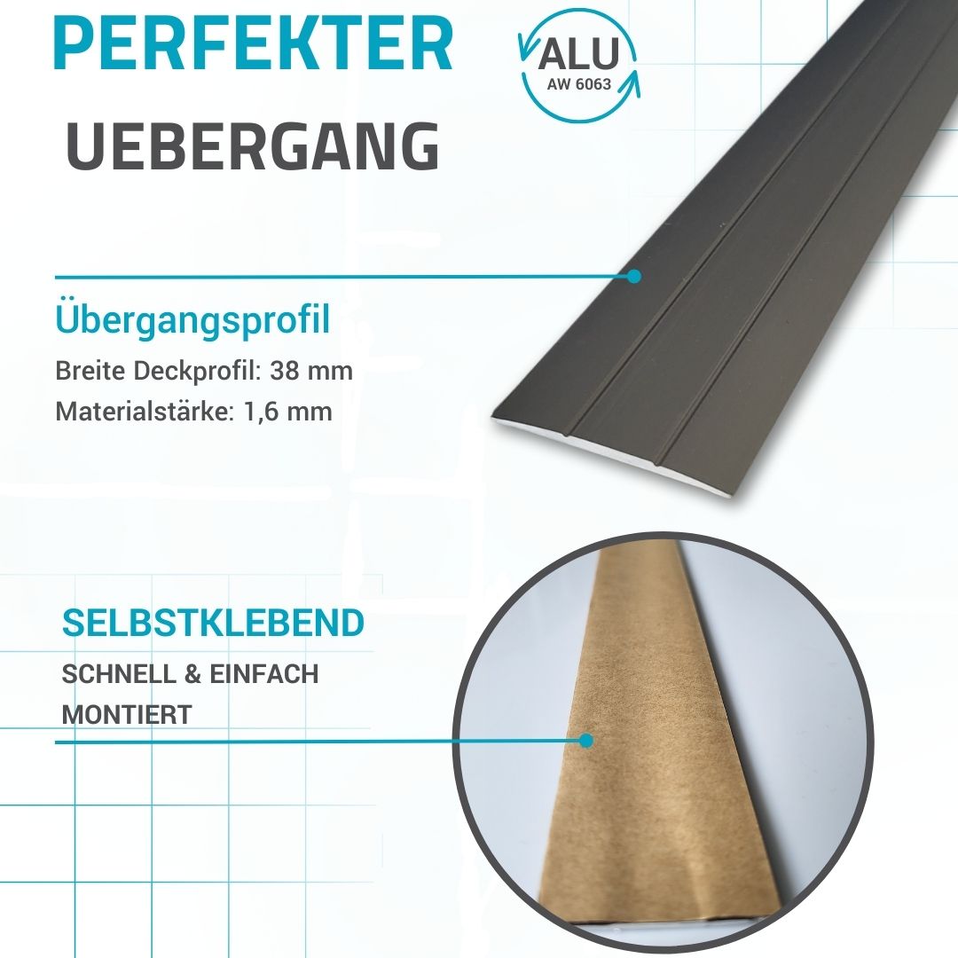 Übergangsprofil selbstklebend 100 cm Edelstahl eloxiert