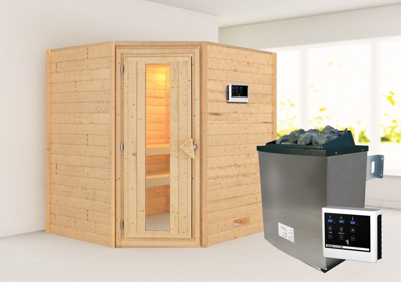 Karibu Sauna "Mia (Fronteinstieg)" Ofen 9 KW externe Strg easy