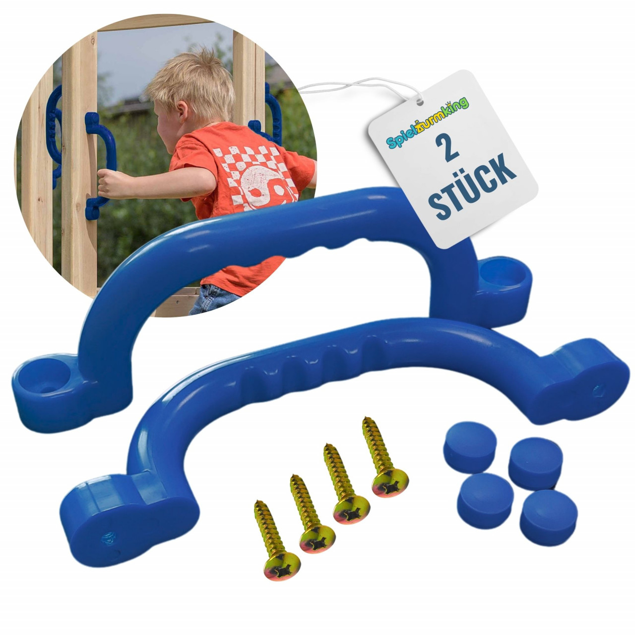 Haltegriffe für Spielturm  Handgriffe FYNN  Sicherheitsgriffe   Klettergriffe aus Kunststoff Blau 2 Stück