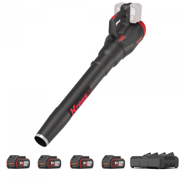 Akku-Laubbläser KG584 - 40 V Laubbläser Komplett-Set mit 4 x 4,0 Ah + 1 x Doppelladegerät 4 A