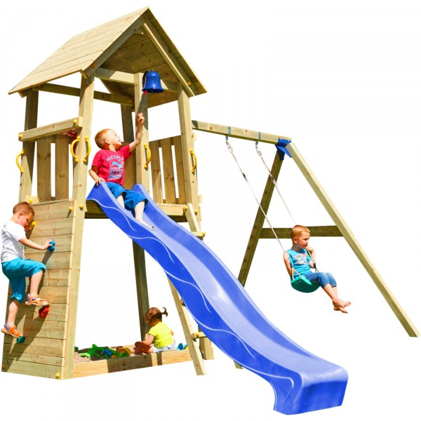 Spielturm BELVEDERE mit Rutsche + Einzelschaukel
