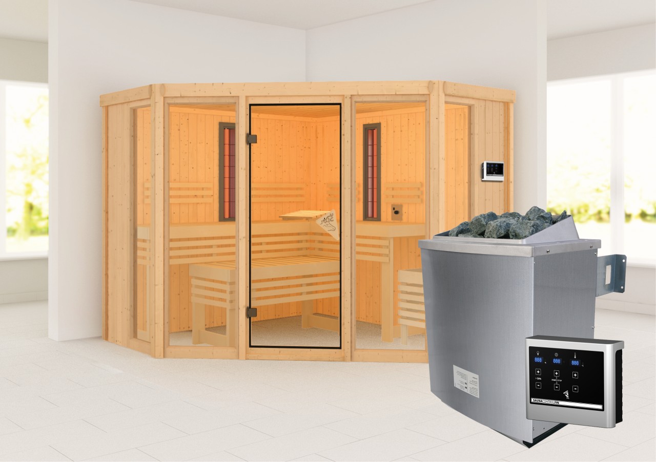 Karibu Infrarotkabine ASTA 2,31 x 2,31 m 9.0 kW Ofen ext. Steuerung ohne Dachkranz 6699