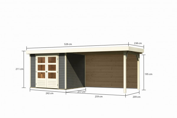 Gartenhaus Holz ASKOLA 3 2,42 x 2,17 m 19 mm Flachdachhaus