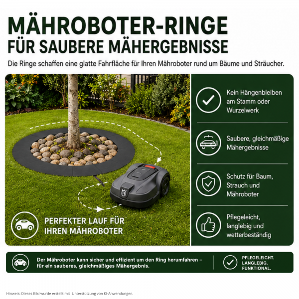 Mähroboter Baumring / Rasenkante