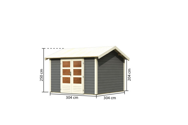 Gartenhaus Holz THERES 7 3,04 x 3,04 m 28 mm Systemhaus